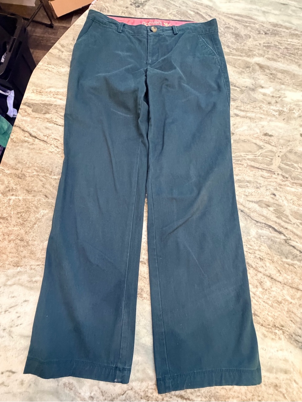 Dockers Womens 10P Petite Teal Stretch Chino Pants Straight Leg Business Casual